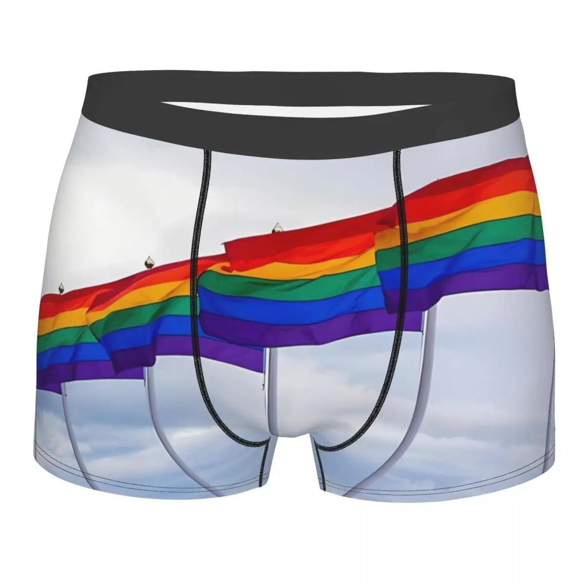 Venta rápida transfronteriza venta caliente 3D transpirable ropa interior casual para hombres color arco iris bóxer pantalones cortos para hombres MP01