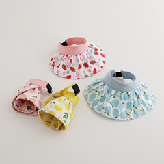 兒童防曬帽夏季新款韓版水果印花空頂帽戶外出遊可摺疊便攜遮陽帽