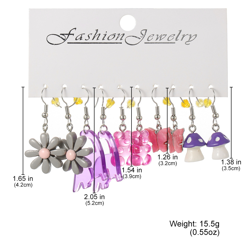 25g Weight 304 Stainless Steel Ear Needle Material Drop Earrings Classification 1 Set Quantity 1 Set Cute Fruit Flower Duck Plating Arylic Drop Earrings