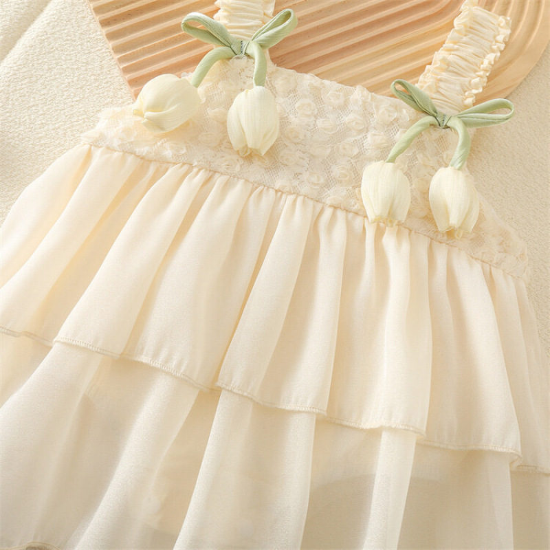 Vestido dulce de verano para bebé, vestido de princesa para bebé, falda de tirantes de verano súper linda, falda de chaleco linda de estilo occidental