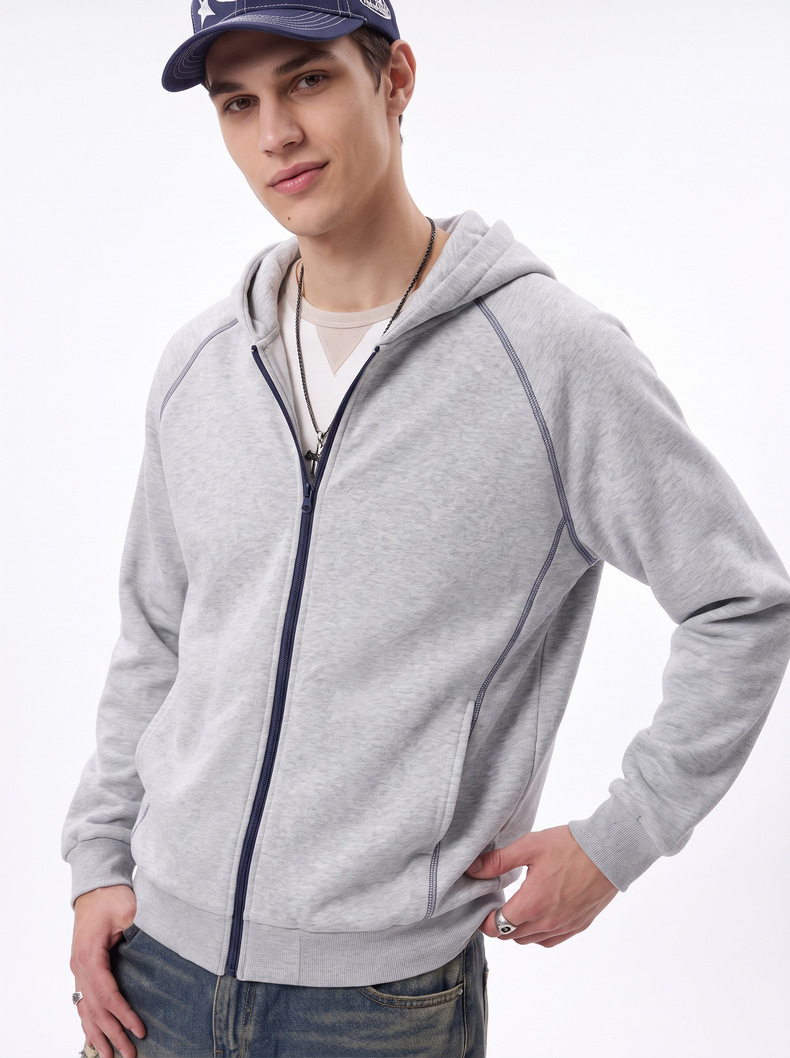 Inflation 325g Fleece Color-Block Zip Hoodie