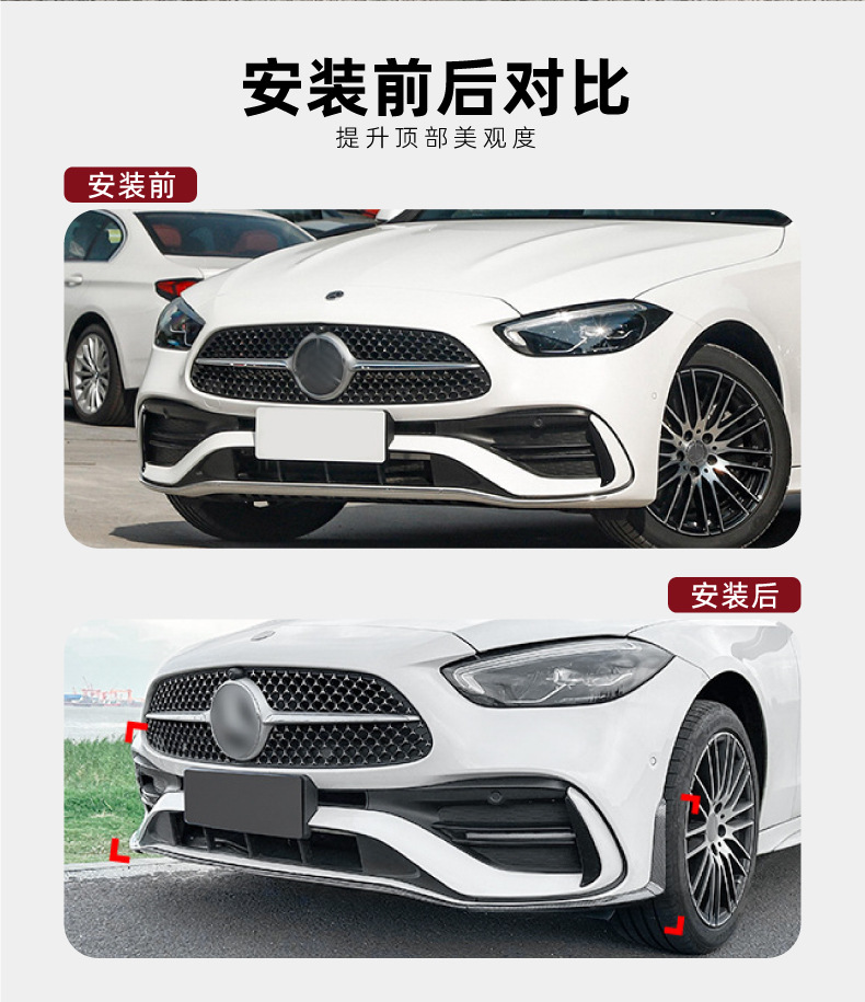 Suitable for Mercedes-Benz C-Class W206 S206 C200 C260 C43 Amg 2022+ Front Lip Modification Accessories