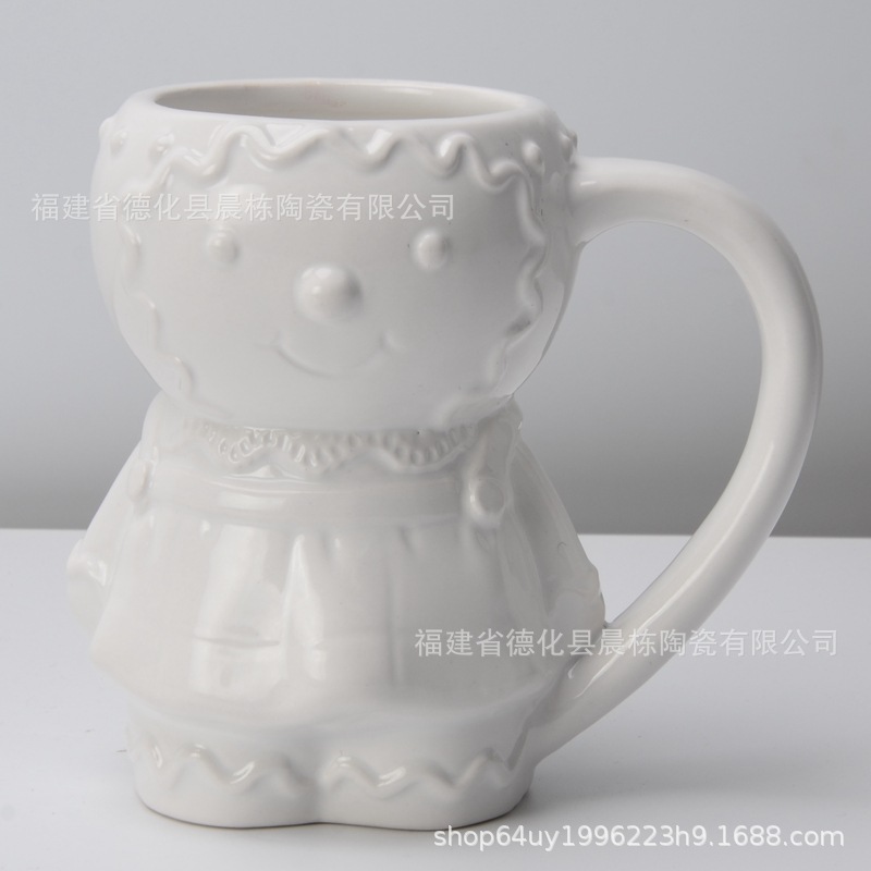 En stock cerámica Navidad hombre taza de pan de jengibre cerámica árbol de Navidad Taza de cerámica panqueque tostada cerámica taza de agua