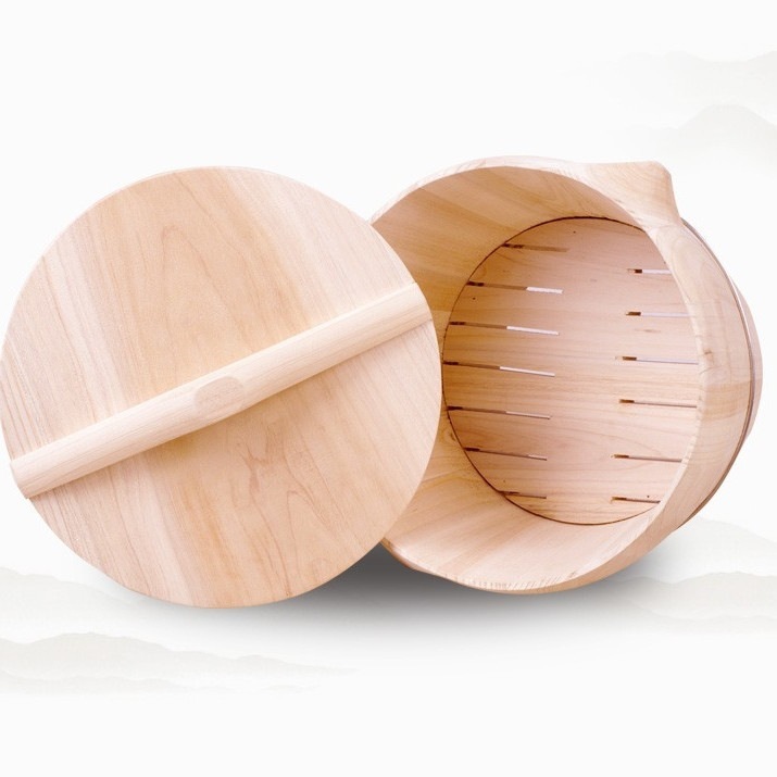 Wooden steaming bucket for home use, bamboo steamer, large and small sizes, commercial rice ball steamer, handmade rice steaming tool