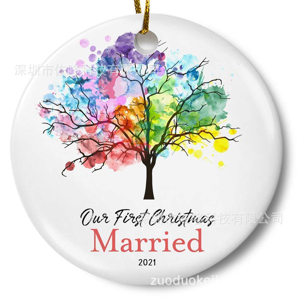 Our First Christmas Married 2021 Ornament, Newlywed Couples