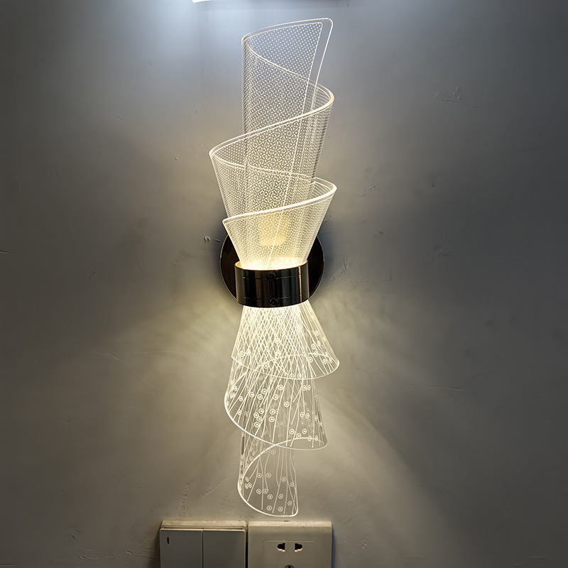 Luz de fondo acrílico luz de fondo pasillo moderno cabecera cama lujosa lámpara de pared hotel escalera simple sala de estar Yak
