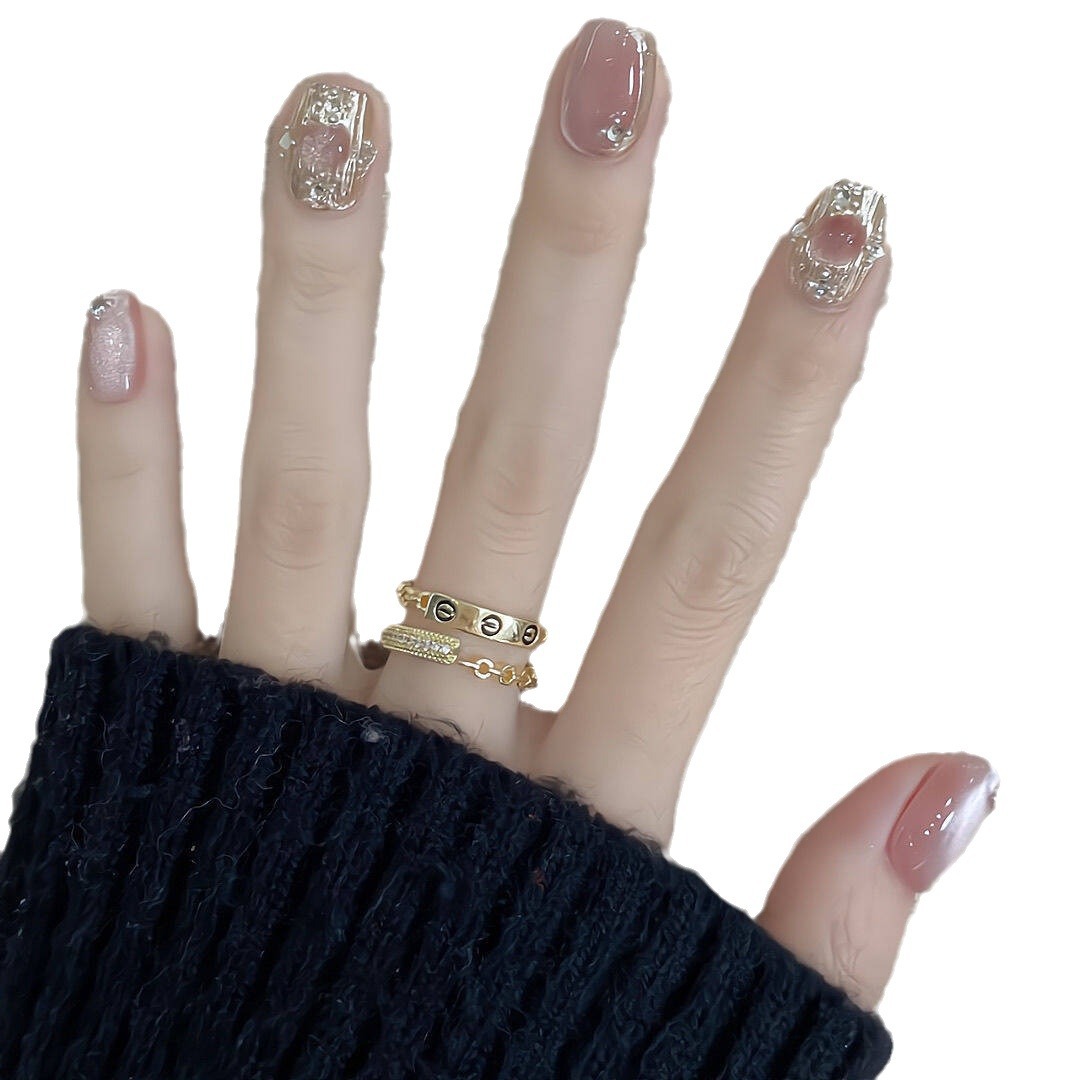 10 piezas en un paquete de polvo de cristal de gafas mágicas de ojos de gato, polvo de brillo suave de primavera y verano, parche de manicura de novia