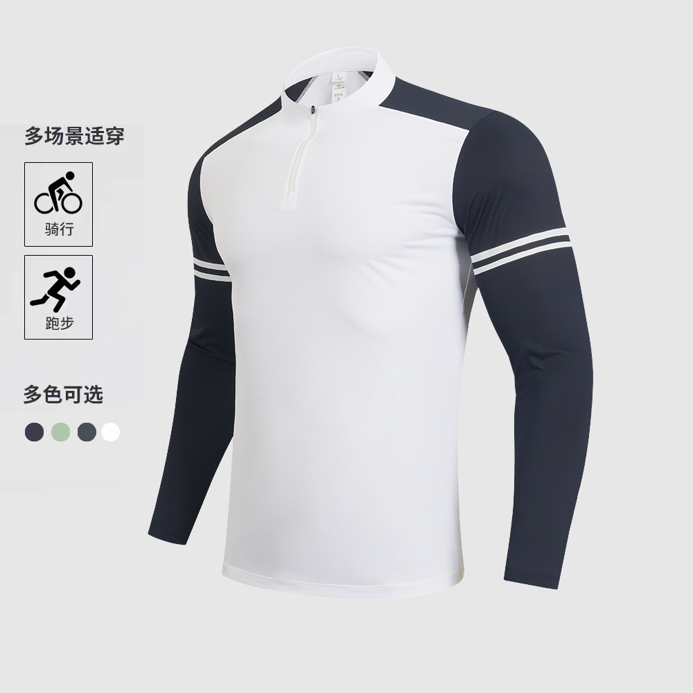 Primavera deportiva de secado de manga larga camiseta de entrenamiento de tenis de semi-cremallera ropa de ciclismo al aire libre para hombres y mujeres