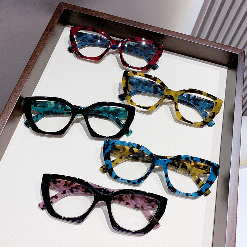 Vintage gafas transfronterizas de estilo europeo y americano estampado de leopardo envasado de flores viejos una sola luz retro tendencia femenina personalidad gran marco gafas viejas