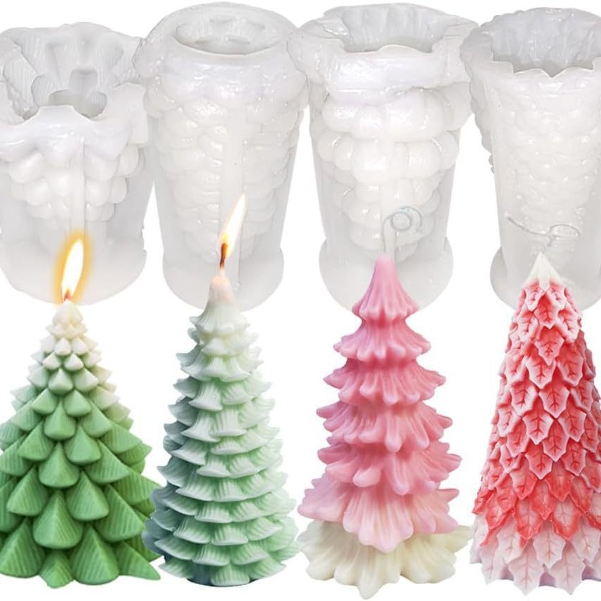Molde de silicona de vela de árbol de Navidad molde de Yeso de incienso molde manual DIY molde de silicona de árbol de Navidad molde tridimensional image 2