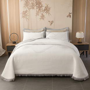 ✅ Super Cool Mat 2025 New Accessible Luxury Ice Silk Bed Skirt Three-Piece Set Machine Washable Ice Bean Bed
