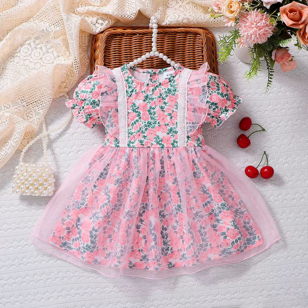 连衣裙夏季新款儿童高级甜美裙子中小童碎花宝宝短袖公主纱裙