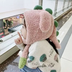 可爱儿童雷锋帽宝宝秋冬保暖韩国恐龙护耳一体帽子耳朵会动
