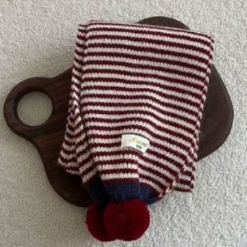 Girls' Korean-style windproof thickened striped autumn and winter knitted scarf for children, baby neck warmer, warm knitted scarf