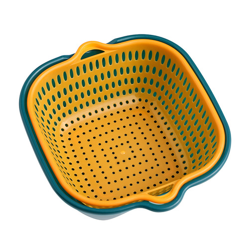 Drain basket double-layered vegetable basin plastic 6-piece drain basin living room household filter fruit plate kitchen vegetable basin basket