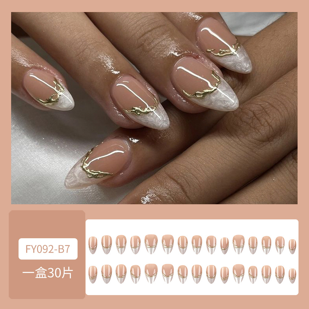 Uñas postizas 3D estéreo blanqueadoras, muy vendidas, piezas de arte de uñas portátiles transfronterizas, pegatinas de uñas sencillas con un toque de alta gama, venta al por mayor