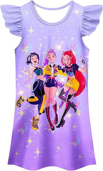 2025 新しいクロスボーダー夏のデーモンハンタースーツ人気歌手ホーム服プリンセスドレスプリントネグリジェ|undefined