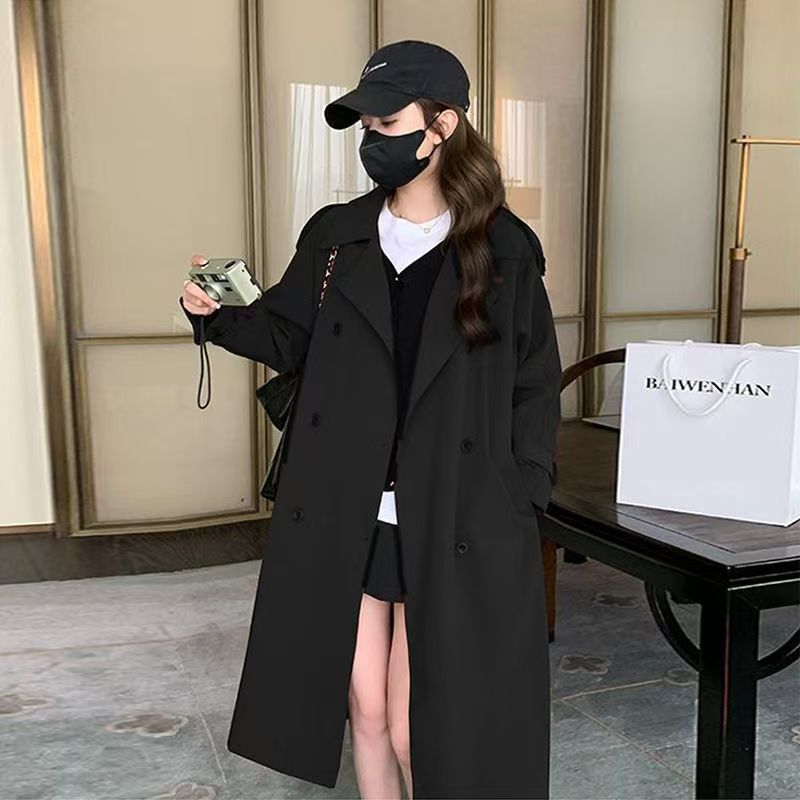 2025今年流行中长款新款英伦风衣外套春秋白色小个子西装大衣|undefined