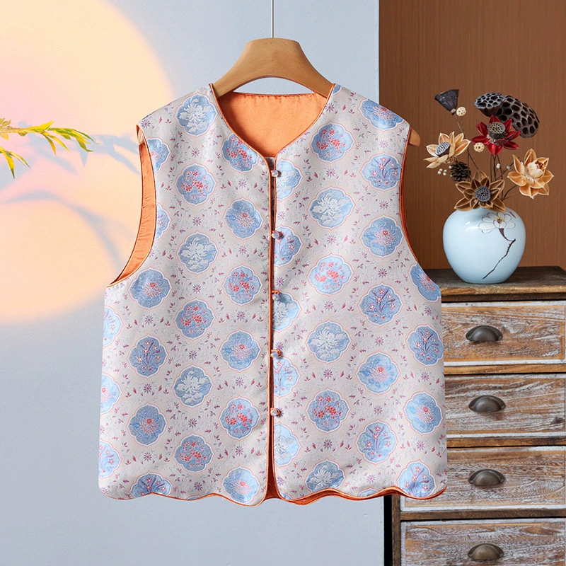 2025 high-end китайский стиль в стиле танг жилет новый жилет ретро женский топ жаккардовый темперамент