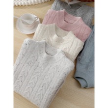 外贸儿童加厚彩点羊毛衫男童套头毛衣女童羊绒针织衫宝宝妞花打底