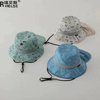儿童帽子夏季薄款披肩帽大帽檐渔夫帽男女宝宝春秋防晒遮阳帽出游