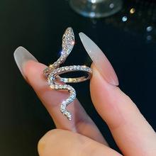 感风开口微镶欧美跨境个性蛇形指环小蛇设计缠绕潮酷戒指女朋克