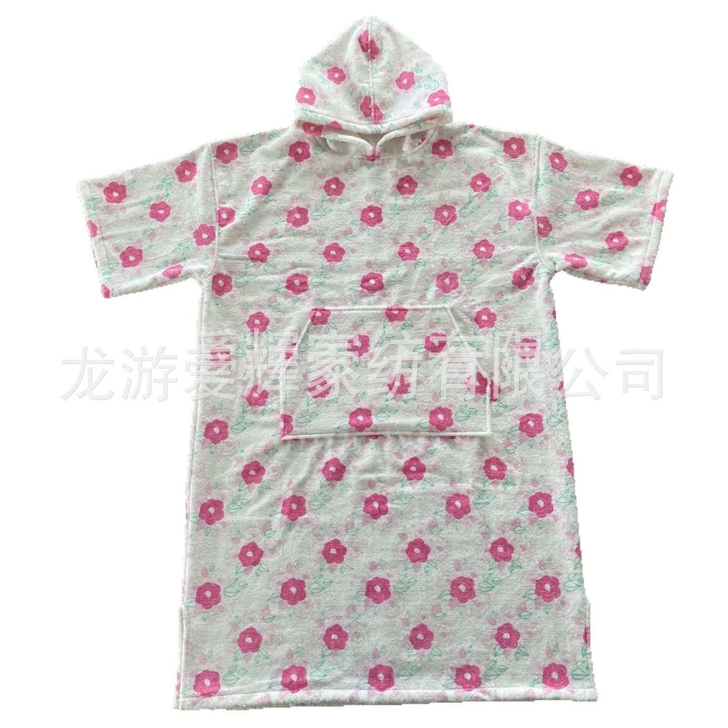 Готовый к отправке хлопковый махровый пляжный халат с капюшоном и короткими рукавами, хлопковый махровый халат с принтом