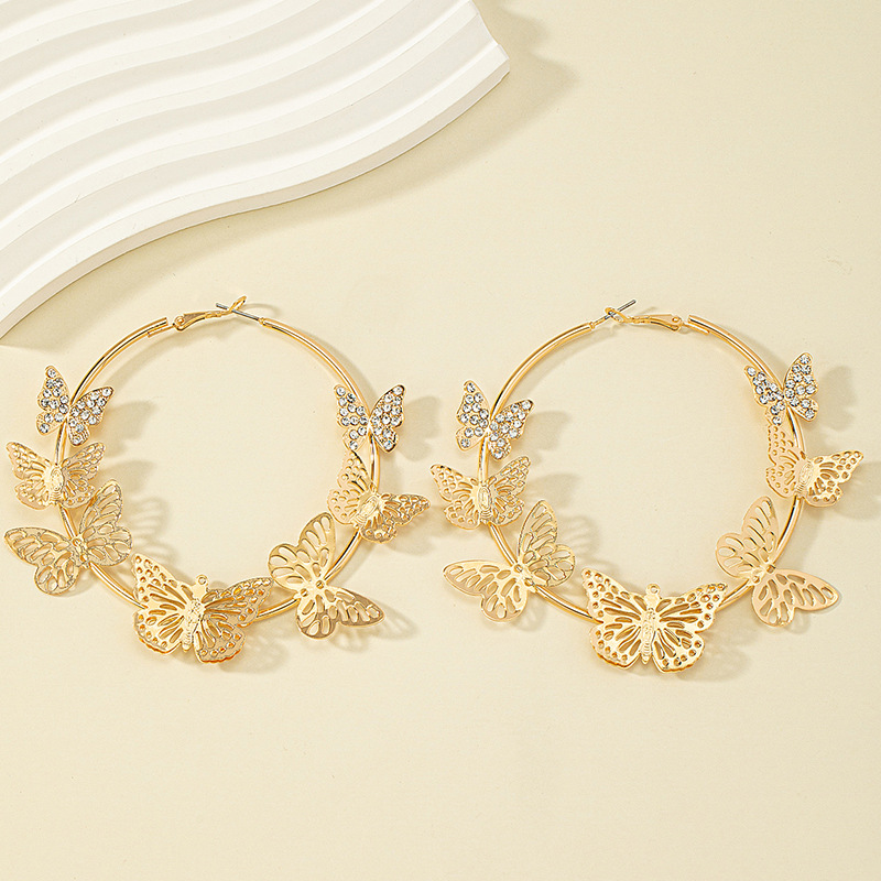 1 Pair Elegant Butterfly Alloy Plating Rhinestones Womenu0027S Earrings