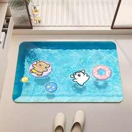 夏日小狗软硅藻泥地垫 卫生间防滑地垫 可爱动漫浴室吸水速干脚垫