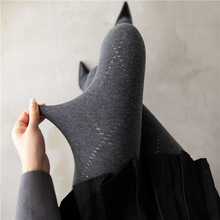 秋冬灰色连裤袜复古菱格打底裤女保暖加厚白丝袜系打底袜