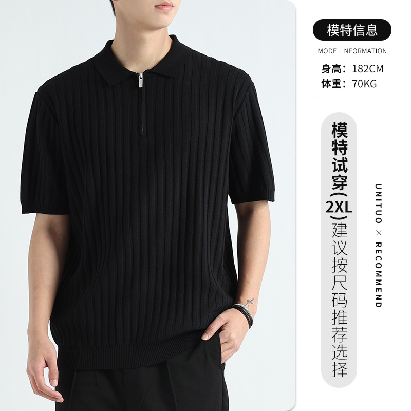 Camiseta de polo de hombre de alto nivel de seda de hielo secado rápido ropa de hombre Casual Paul sensación camiseta de polo de mangas cortas sensación de hielo hombre