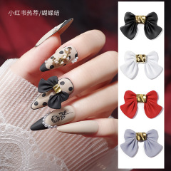 日系網紅美甲LZ同款 蝴蝶結飾品磨砂合金立體成品ins指甲貼飾