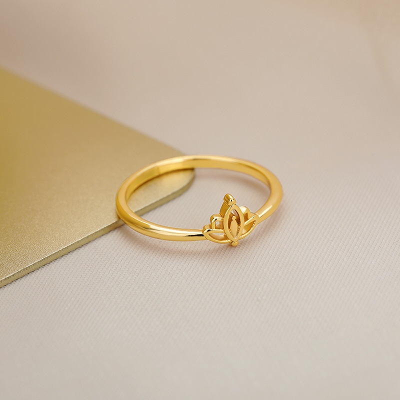Gold Hollow Lotus Ring