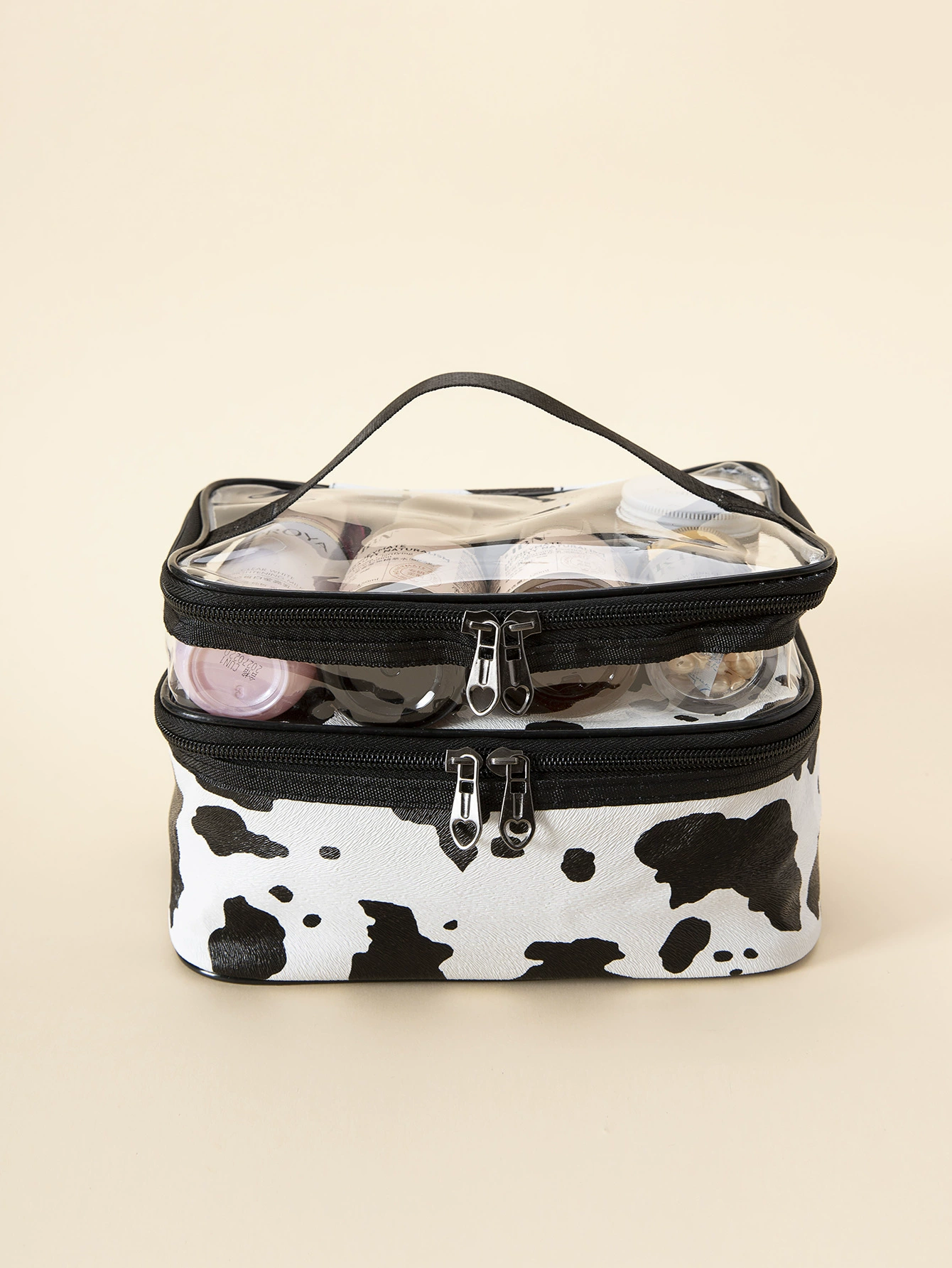 Handheld Cosmetic Bag, Universal Storage System, Double-Layer 25×20×2 cm Portable Organizer