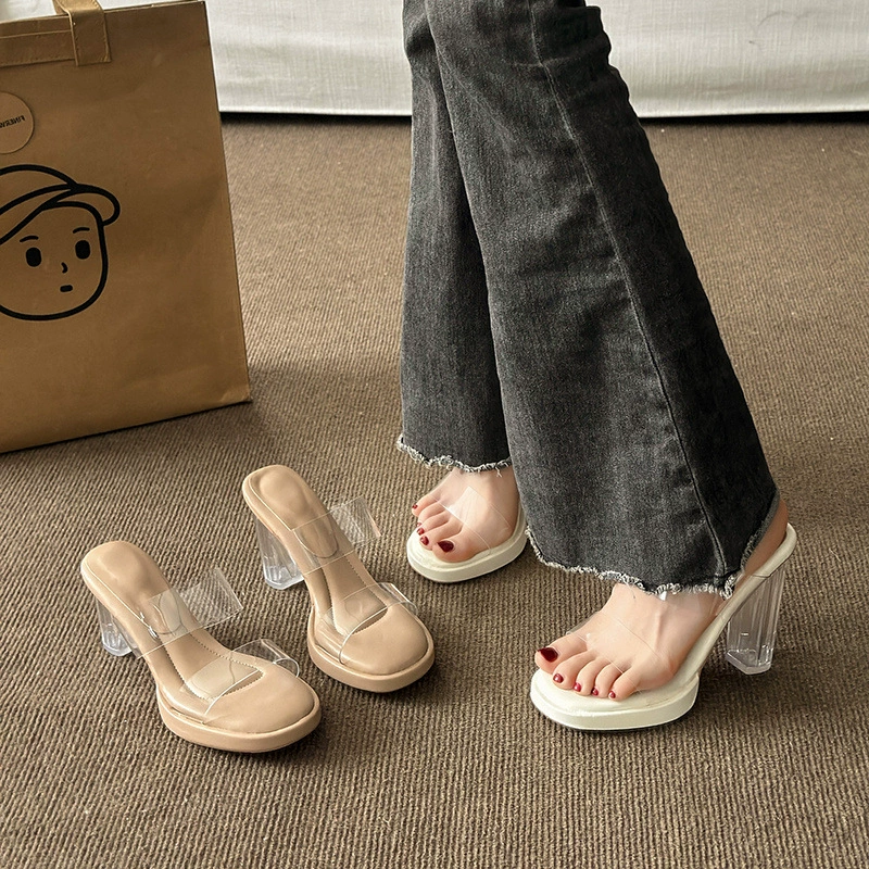 35-42 размера плюс размер женская обувь на высоких каблуках женская летняя водонепроницаемая платформа с тапочками на высоких каблуках 41