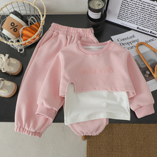 女童套装卫衣时髦休闲洋气儿童2025宝宝春秋新款公主风三件套外穿