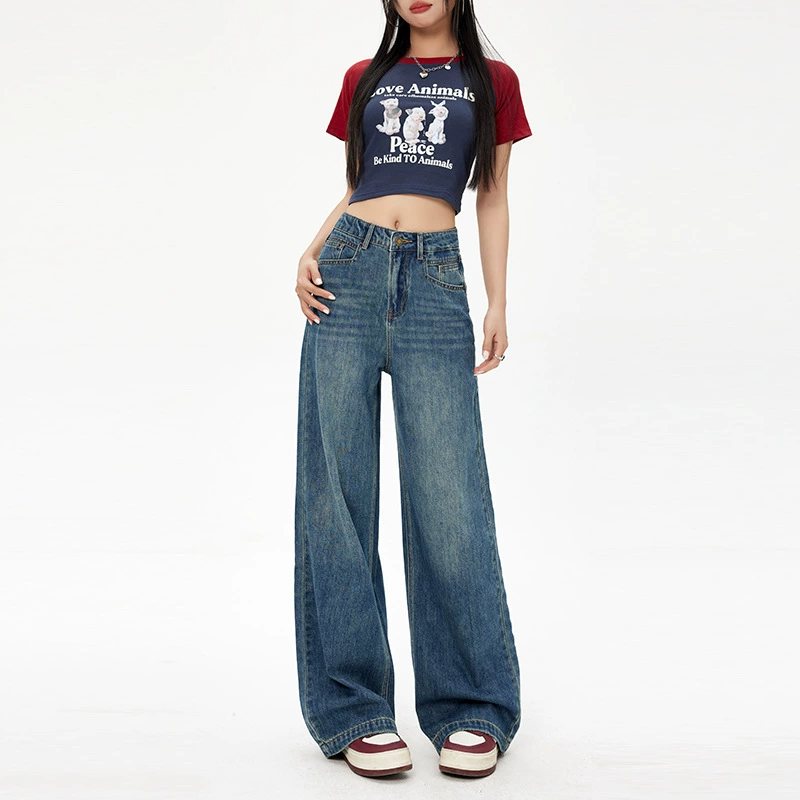 Широкие джинсы (HEY+JEANS) ретро-деним брюки, американский свободный крой, стиль весны