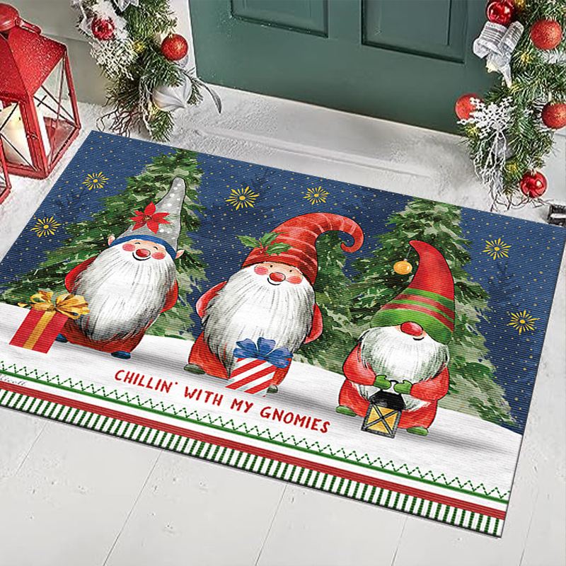 Estera de piso de Santa Claus transfronteriza Navidad vacaciones alfombra de piso decorativo entrada hogar resistente al desgaste alfombra de piso fábrica al por mayor