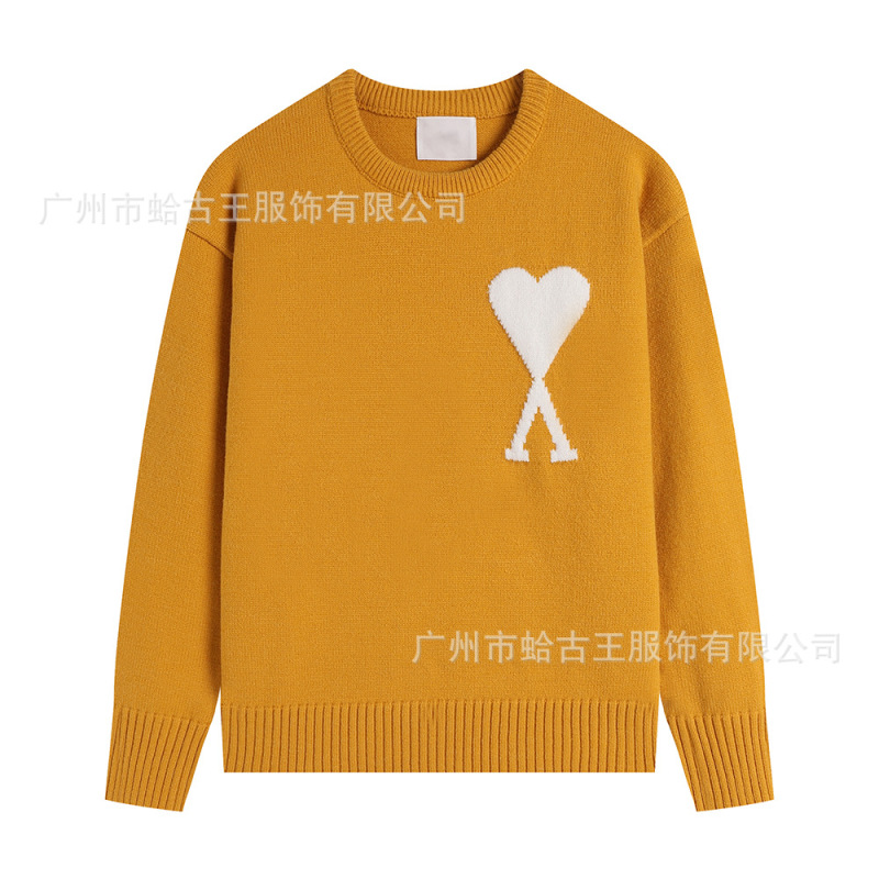 AMI ANCIENT 秋冬新款男女情侣休闲圆领毛衣提花爱心保暖针织上衣|undefined