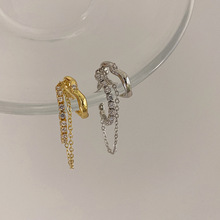 超仙水钻链条流苏耳骨夹女韩国个性简约百搭气质无耳洞耳环耳饰