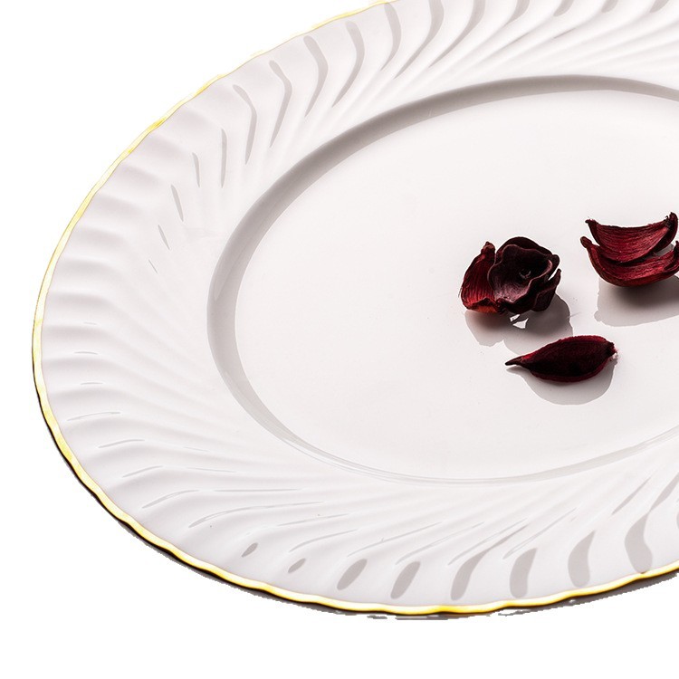 Porcelana de hueso de estilo europeo de Phnom Penh, filete nórdico, platos de comida occidentales, platos caseros, platos planos, platos combinados