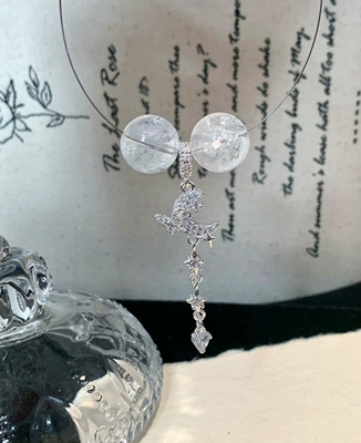 Zircon Butterfly Tassel Spacer: Zərgərlik ara hissələri - bright-silver-moon-tassel-one