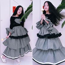 SUGAR原创港风复古亲子抹胸打底体恤蛋糕裙母女大中小女童套装