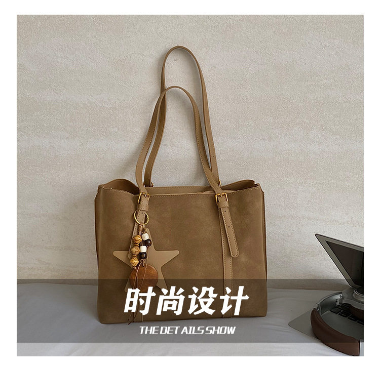 Túi tote nữ cỡ lớn dáng shopping, quai đôi đeo vai, có ngăn khóa kéo, phong cách tối giản — Màu cà phê Không có mặt dây chuyền, Màu nâu không có mặt dây chuyền, Màu xanh lá cây không có mặt dây chuyền, Đen không có mặt dây chuyền chi tiết 5