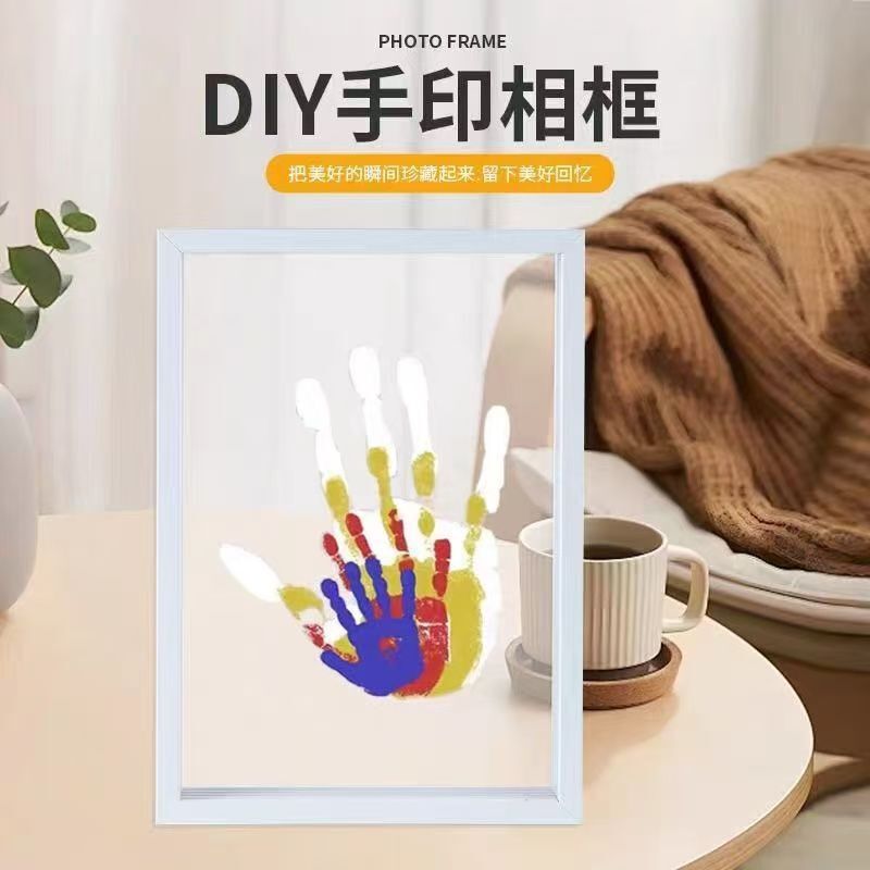 Couple's Handprint Photo Frame DIY Handmade Palm Print Family Style Children's Day Gift for Boyfriend and Girlfriend Creative Handprint Art