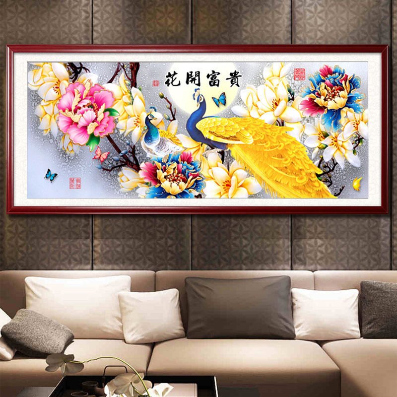 Mona Lisa sala de estar real de alta gama bordado cruzado nuevo estilo de flores ricas 54 bordado de color completo sin bordado de gancho grande image 3