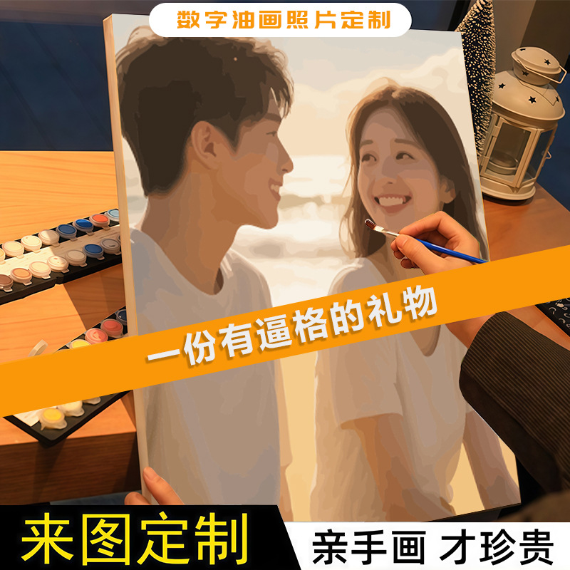 DIY Digital Oil Painting Personalized Photo Home Wall Decoration Painting Wedding Couple Birthday Gift Commemoration