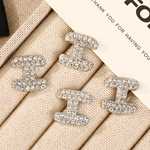 跨境新款微镶锆石合金字母diy饰品配件轻奢满钻H字围巾包包装饰扣