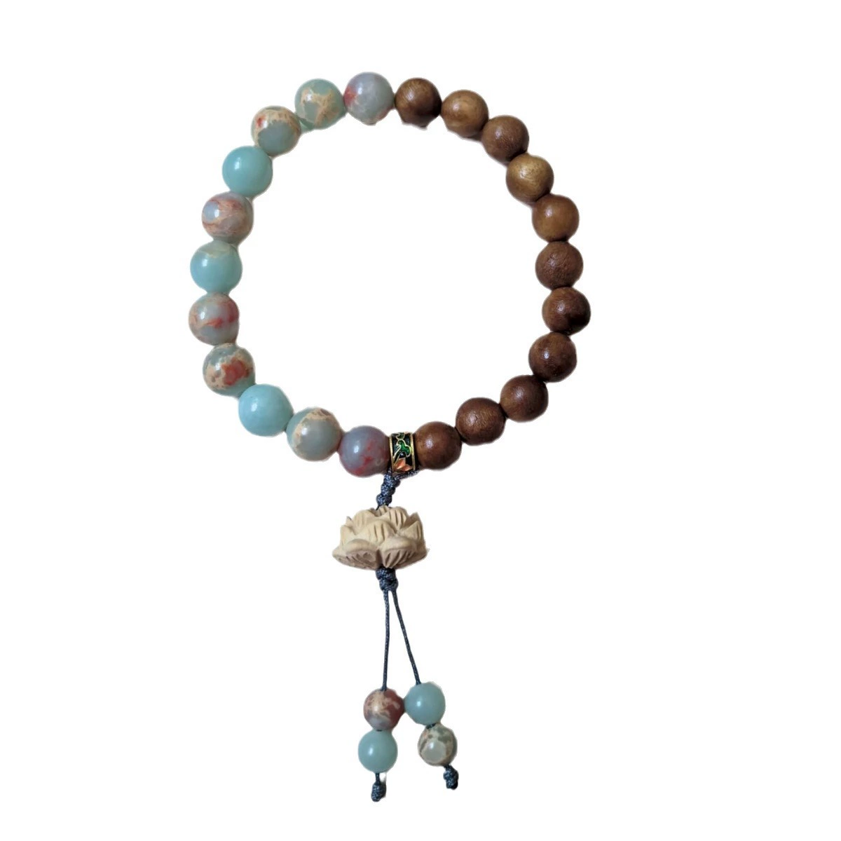Wooden rosary with round beads natural stone sandalwood, one bead bracelet, Chinese style