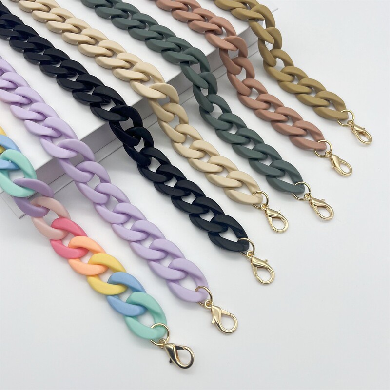 Matte 46-Color Acrylic Mobile Phone Chain Lanyard Bag with Plastic Bag Chain Necklace Bracelet Shoulder Strap Acrylic Chain